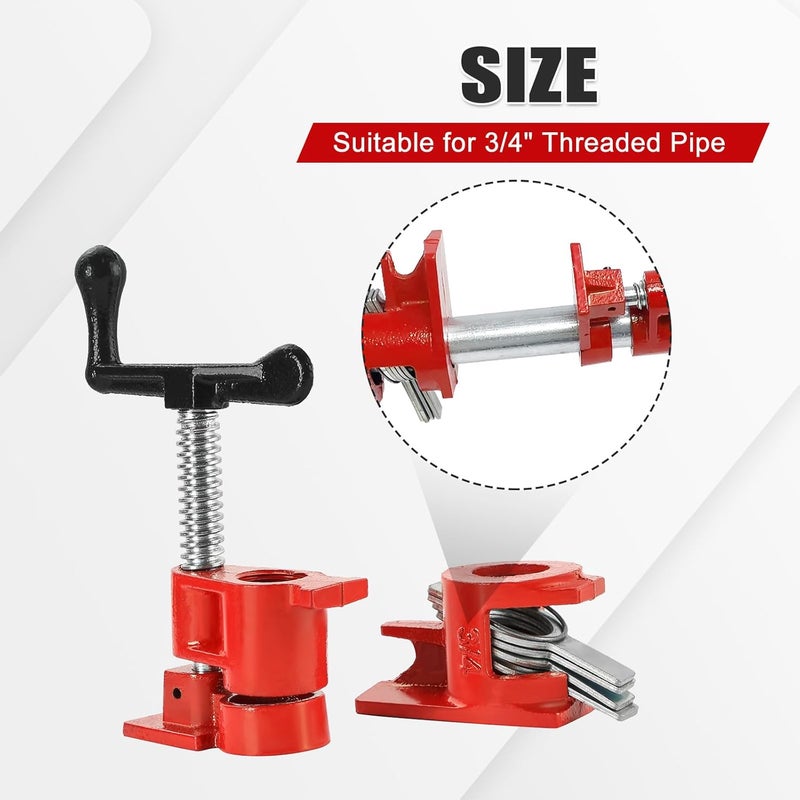 FLK Tech 4 Pack Wood Gluing Pipe Clamp Fixture for 3/4 Inch Pipe, Heavy Duty Pipe Clamps, Cast Iron Wood Clamps Quick Release for Woodworking, Carpentry, Home Improvement, and DIY Projects - Image 2